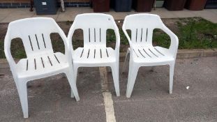 3 white stacking garden chairs COLLECT ONLY