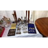 A quantity of silver plate items and cutlery, some boxed