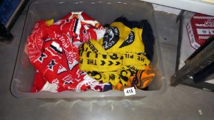 A quantity of football scarves, mostly England v --------, plus some Boston and Notts Forest, plus a