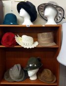 A good lot of ladies and gents hats (1 gents hat includes many pin badges)