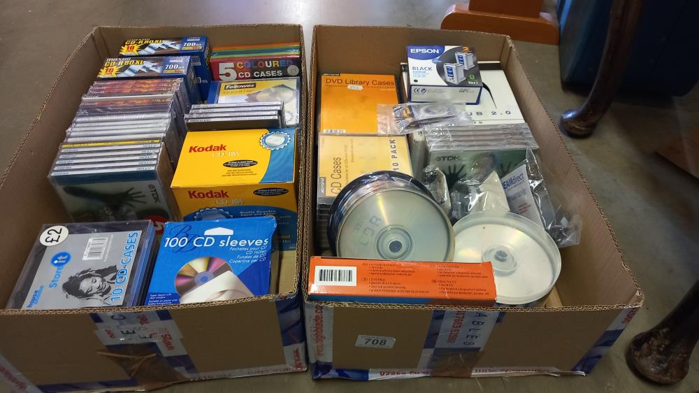 2 boxes of cd cases cd-r etc all new/unused