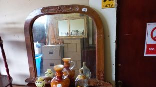 An arched overmantel mirror, COLLECT ONLY.