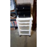 2 plastic file storage boxes and a storage chest of drawers COLLECT ONLY