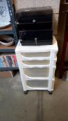 2 plastic file storage boxes and a storage chest of drawers COLLECT ONLY