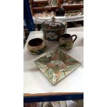 A vista Alegra porcelain lidded pot, Denby dish and 2 pieces of Torquay ware