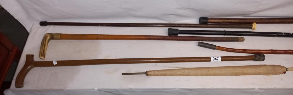 A selection of walking sticks and a parasol - Image 2 of 3