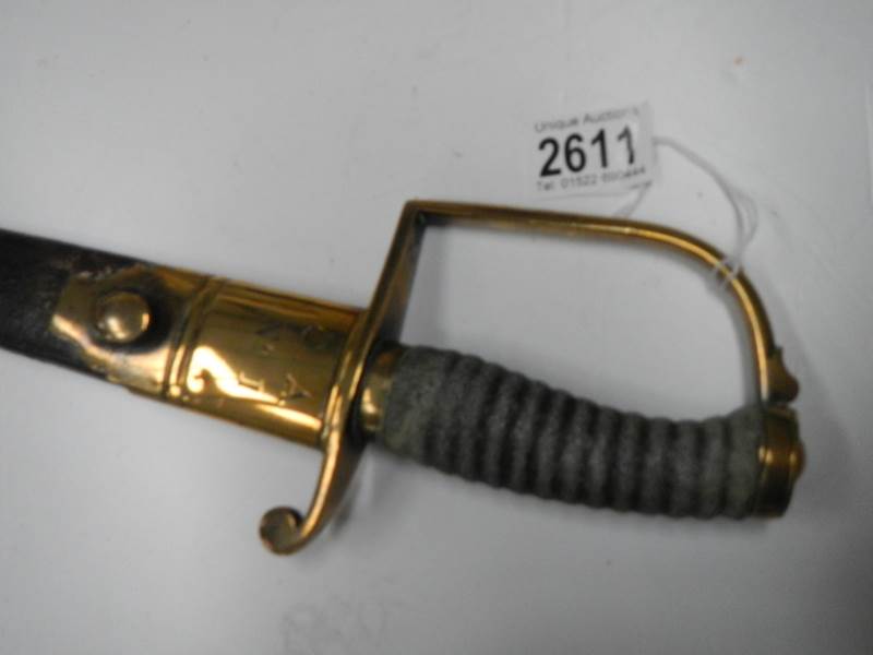 An early Victorian Sabre with shagreen grip in leather scabbard, COLLECT ONLY. - Image 2 of 9