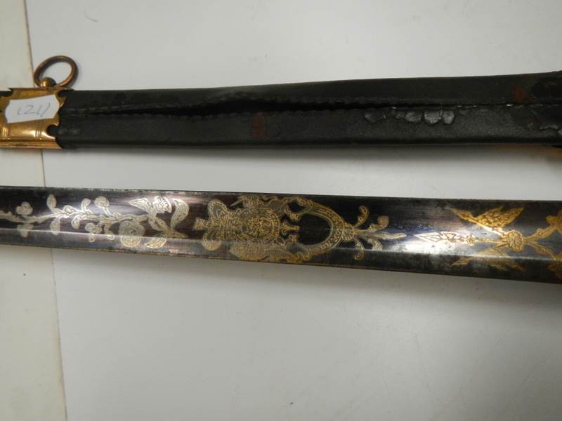 An early sword with brass hilt and in scabbard. COLLECT ONLY. - Image 7 of 10