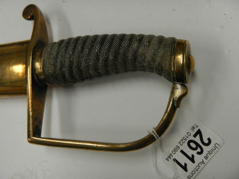 An early Victorian Sabre with shagreen grip in leather scabbard, COLLECT ONLY. - Image 7 of 9