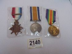 Three WW1 medals for 6322 Pte A Elvin, Suffolk Regiment.