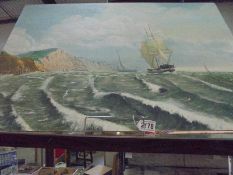 Two unframed seascapes, one signed W M Schofield, the other a/f.