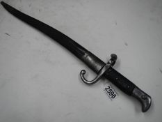 A Gebr Weyersberg Solingen Danish bayonet with leather scabbard. COLLECT ONLY.