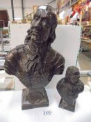 A bust of Oliver Cromwell and a smaller example.