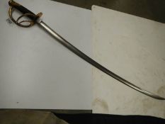 A US 1865 Sabre with brass hilt and leather grip, COLLECT ONLY.