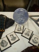 Five portrait plaques including Elizabeth 1, Henry VIII and a porcelain plaque of Napoleon.