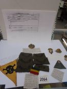 A collection of military items relating to Sapper J A Leadbetter 1/986156, Royal Engineers,