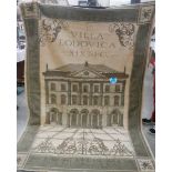 A large tapestry featuring a Roman Villa, 210 cm x 165 cm.