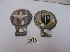 Two vintage military car badges - Parachute Regiment adn No.2 Commando.