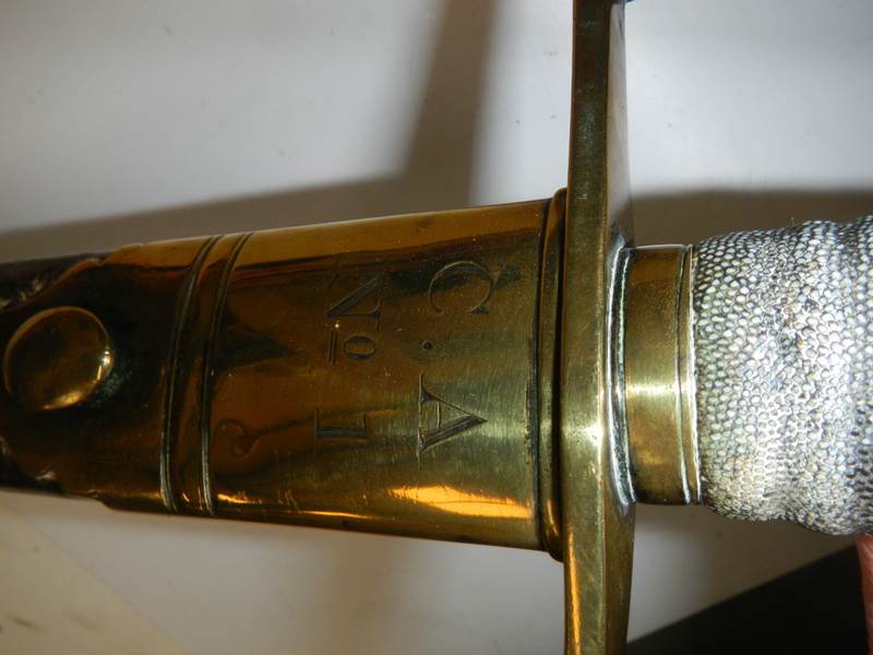 An early Victorian Sabre with shagreen grip in leather scabbard, COLLECT ONLY. - Image 3 of 9