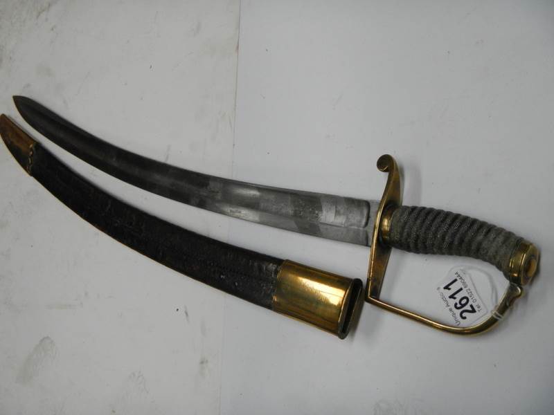 An early Victorian Sabre with shagreen grip in leather scabbard, COLLECT ONLY. - Image 9 of 9