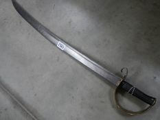 A 19th century sword with brass hilt, blade 67cm. COLLECT ONLY.