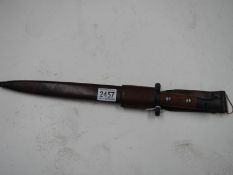 An English bayonet by EFD dated 1903 with scabbard and frog.