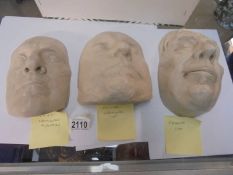 Three replica death masks - Oliver Cromwell, Charles 1 and one of Cromwells generals.