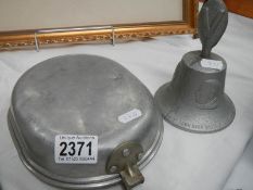 A WW2 RAF Benevolent fund Churchill bell made from a shot down Geman aircraft reclaimed aluminium.
