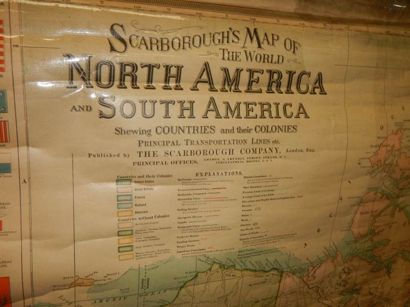 A large wall map of North and South America 102 x 95 cm, in distressed state. - Image 2 of 2
