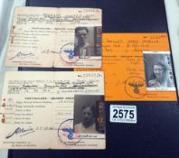 Three identity cards from Guernsey under German rule.