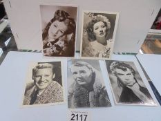 Five pictures of film stars from the 1930's, James Mason, Van Johnson, Greer Garson, Jean Kent,