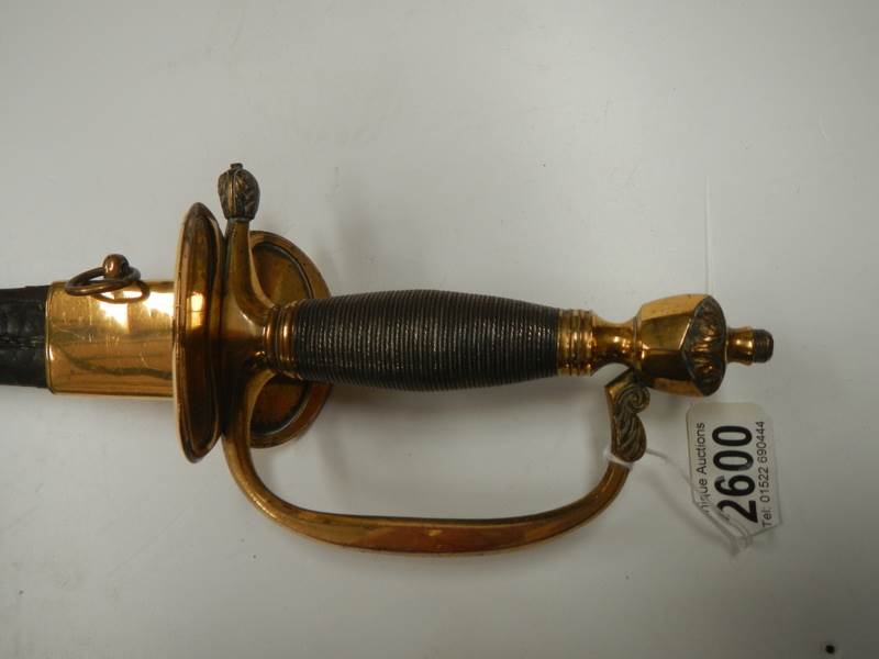 An early sword with brass hilt and in scabbard. COLLECT ONLY. - Image 5 of 10