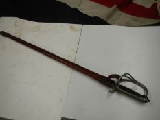 An early sword with shagreen grip in leather scabbard. COLLECT ONLY.