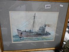 A painting of a trawler used by the Navy by Kenneth Cooper, 56 x 48 cm.