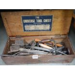 A vintage Universe tool chest with tools.
