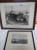 Two framed and glazed engravings - Boats Rye by Edwin M Betts & Nottingham and its Environs.