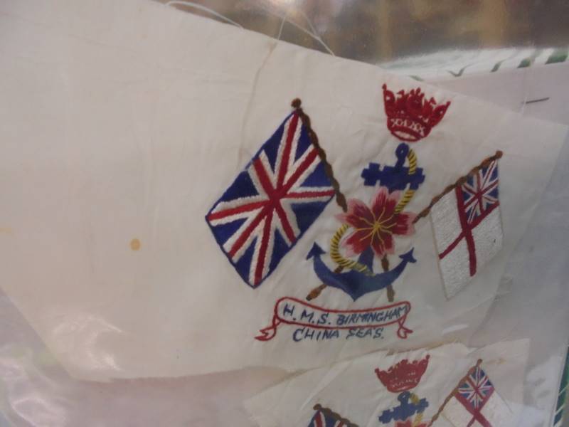 Two HMS Birmingham China seas embroideries, A Royal Engineer's embroidered Handkerchief - Image 2 of 5