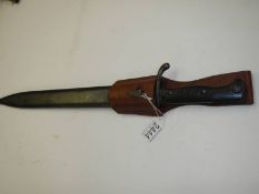 A WW1 1918 Waffen Fabrik Mauser A G Obendor butcher knife bayonet in original scabbard.