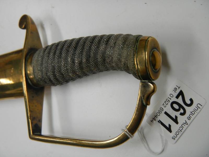 An early Victorian Sabre with shagreen grip in leather scabbard, COLLECT ONLY. - Image 8 of 9