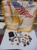 A T G & Co., Ltd compass magnetic marching Mk1, US Army Sweetheart piece & military buttons & badges