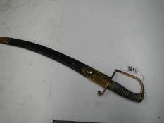 An early Victorian Sabre with shagreen grip in leather scabbard, COLLECT ONLY.