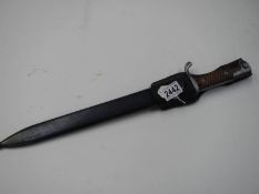 A WW1 1917 Waffen Fabrik Mauser A G Obendor butcher knife bayonet in original scabbard.