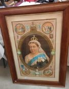 An oak framed and glazed portrait of Queen Victoria, COLLECT ONLY. Glass A/F