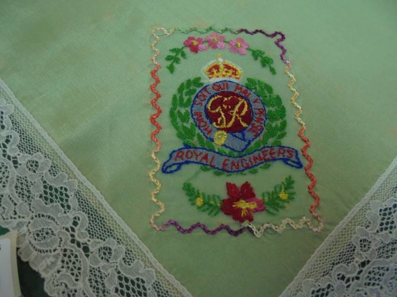 Two HMS Birmingham China seas embroideries, A Royal Engineer's embroidered Handkerchief - Image 5 of 5