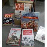 A box of battle related and other books.