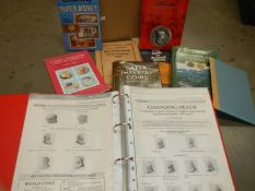 A box of books relating to coins including Roman, US, paper money etc.,