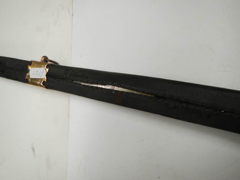 An early sword with brass hilt and in scabbard. COLLECT ONLY. - Image 4 of 10