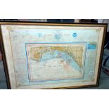 A framed and glazed signed map 'Olympic Yachting Venue' Los Angeles 1984.