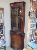 A mahogany corner cabinet, COLLECT ONLY.