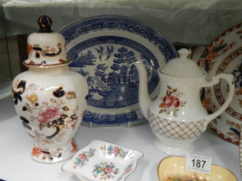 A mixed lot including meat platter, plates, teapot, lidded jar etc., COLLECT ONLY. - Image 2 of 4